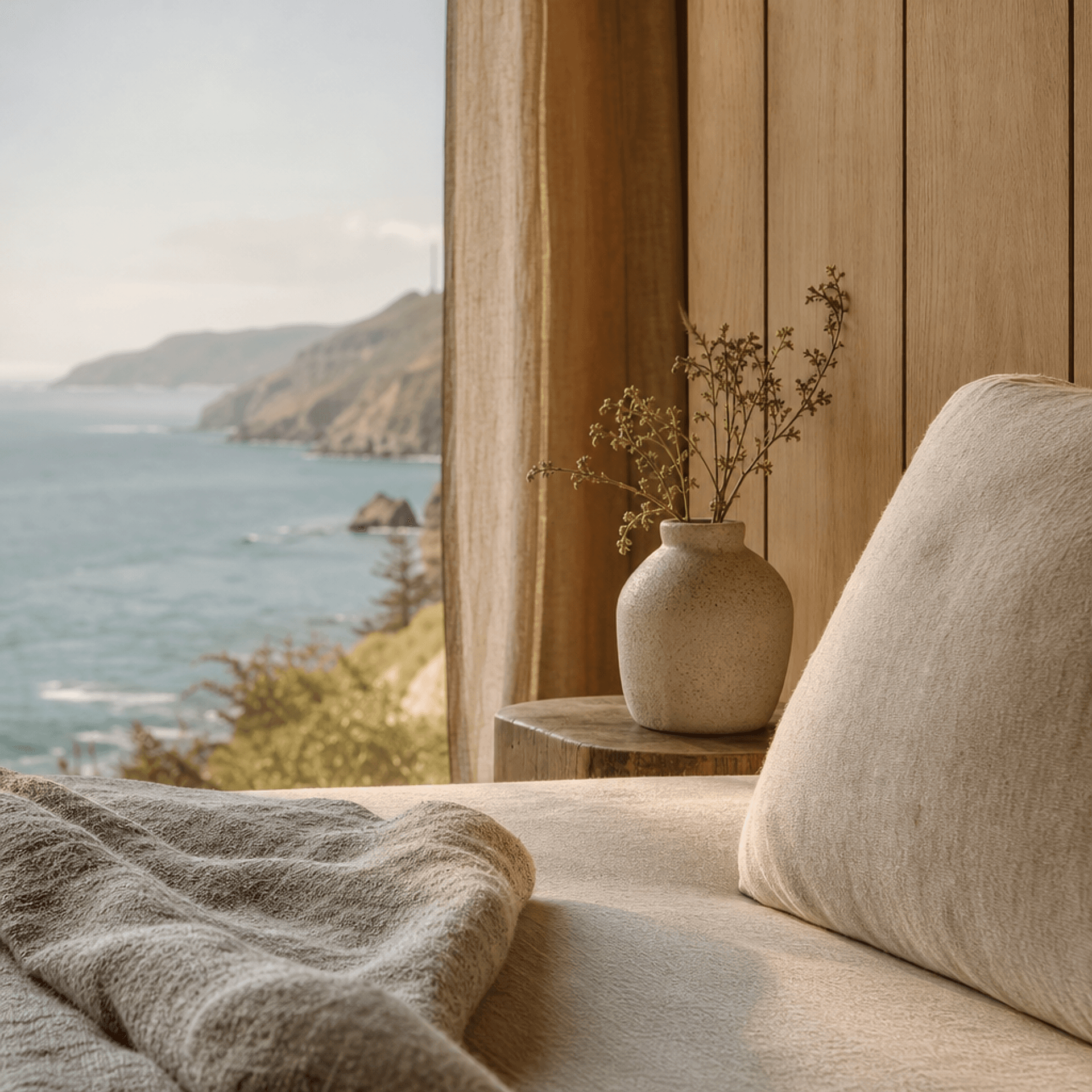 A close, tactile detail from Aster House: natural materials and finish at the table