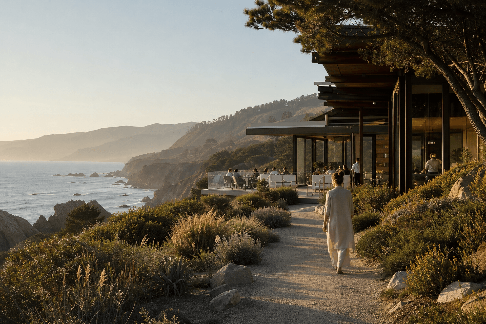 The wider Big Sur setting around Aster House: coastal ridges meeting the Pacific